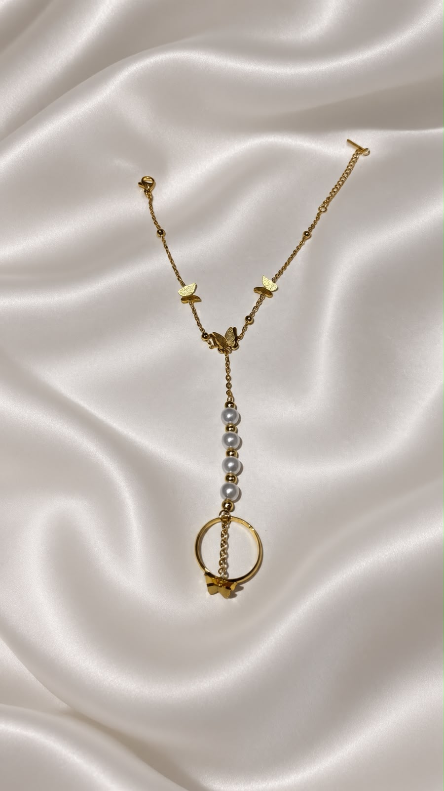 Elegant Bracelet with Attached Ring