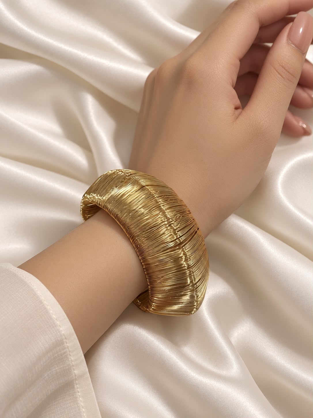 Elegant Gold Wire Cuff Bracelet