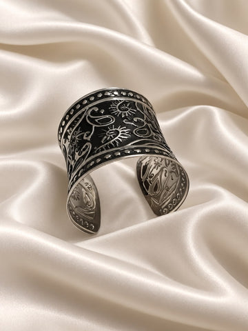 Oxidized Silver Wide Cuff Bracelet