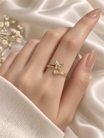 Gold-Tone Butterfly Open Ring
