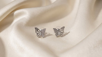Silver-Tone Butterfly Stud Earring