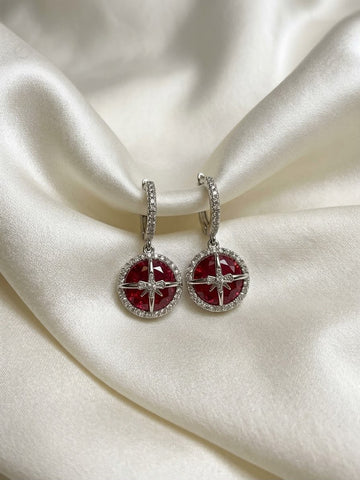 Cherry Red Starburst Drop Earrings