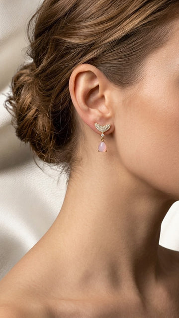 Pink Teardrop Butterfly Earrings