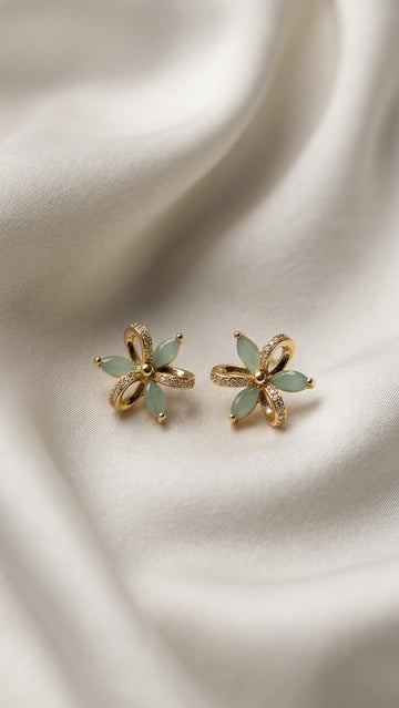 Green Flower Stud Earrings