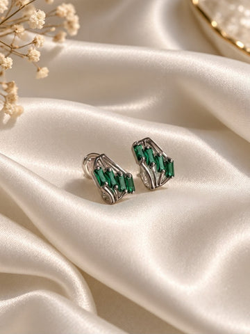 Emerald Green Geometric Stud Earrings