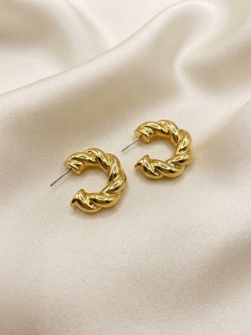Gold Twisted Hoop Earrings
