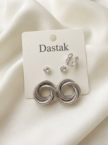 Silver-Tone Mixed Earring Set